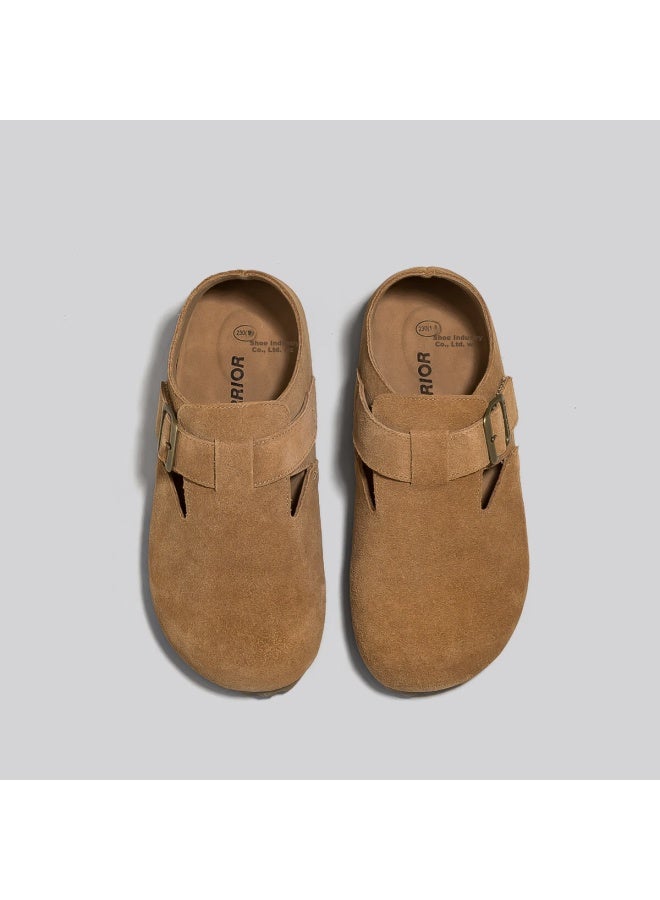 Pull Back Warrior Women's Slippers Autumn New Flat Comfortable Birkenstock Style Wxp2699 Size 35 Camel - Image 1