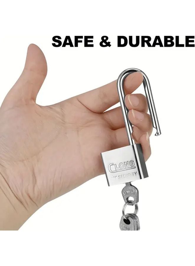 1pc Heavy Duty Long Lock With Key Durable Electroplated Finish For Sheds Gym Storage - Image 1