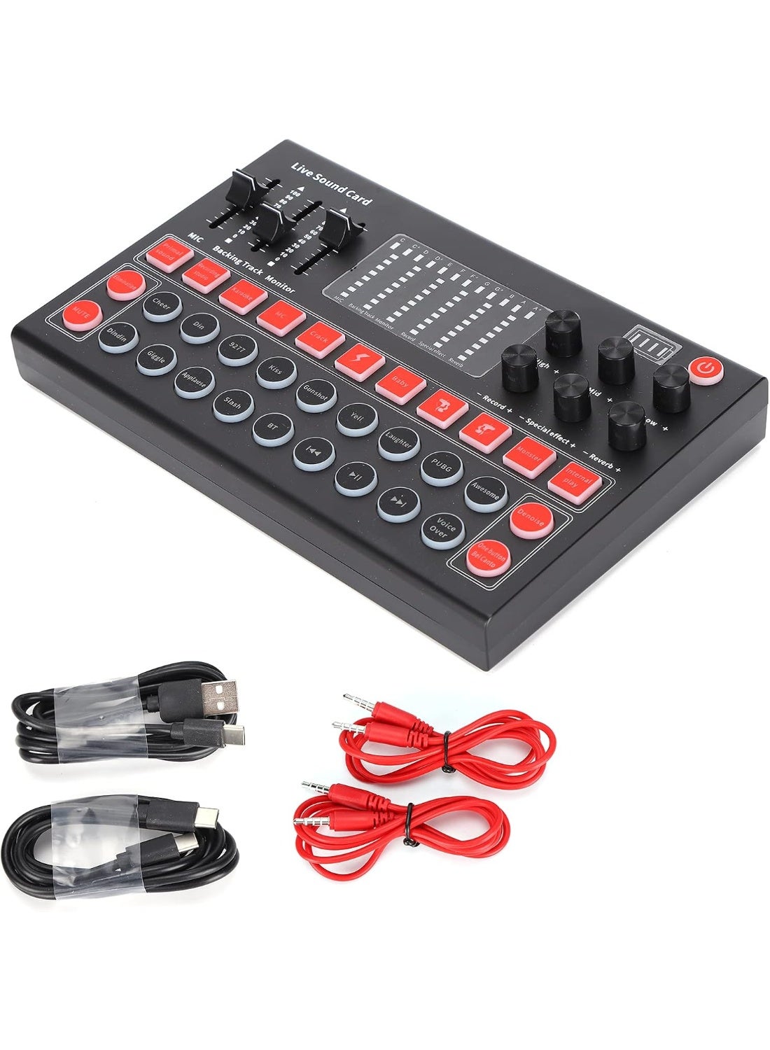 M9 Live Sound Card – Professional Audio Mixer with Voice Changer, DJ Sound Effects, Bluetooth, Noise Reduction, All-in-One Podcast Equipment for Streaming, Recording, Karaoke, Gaming