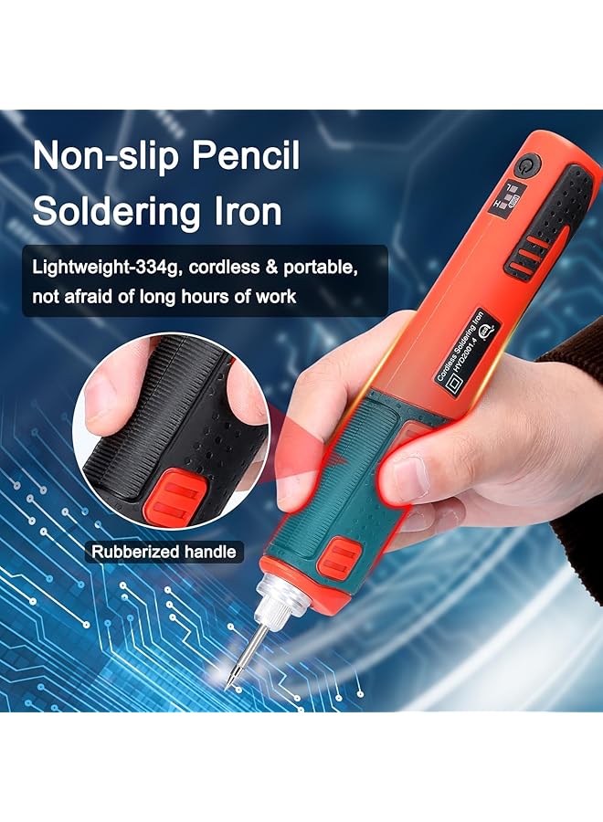 erorex Cordless Soldering Iron Kit Soldering Iron Kit 2000Mah Max 450℃ Fast Heating Soldering Pen Welding Tools With 3 Detachable Iron Tips Led Working Light - Image 3