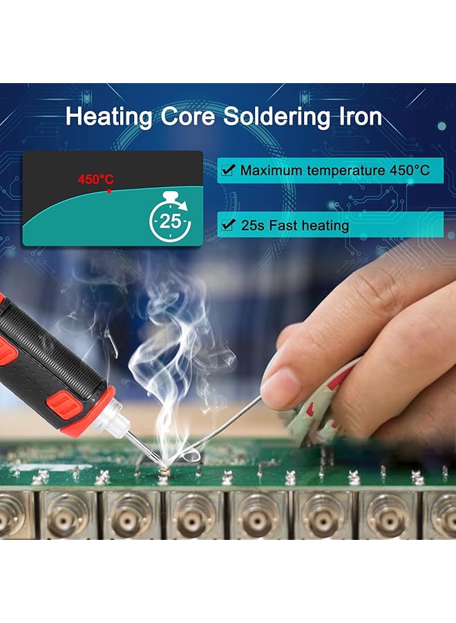 erorex Cordless Soldering Iron Kit Soldering Iron Kit 2000Mah Max 450℃ Fast Heating Soldering Pen Welding Tools With 3 Detachable Iron Tips Led Working Light - Image 2
