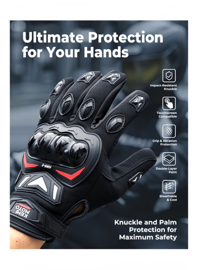 Halamodo Motorcycle Gloves for Men, Touchscreen Cycling Gloves for Outdoor Sports On-Road Off-Road Mountain Motorcycle Motorcross Motorbike Dirt Bike Bicycle Racing - Image 2