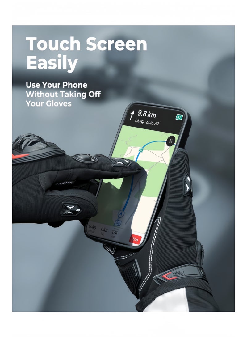 Halamodo Motorcycle Gloves for Men, Touchscreen Cycling Gloves for Outdoor Sports On-Road Off-Road Mountain Motorcycle Motorcross Motorbike Dirt Bike Bicycle Racing - Image 3