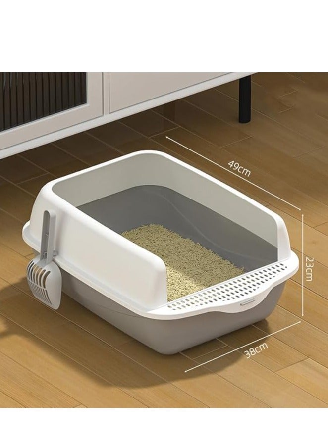 Open Top Kitty Litter Pan Tall Supplies Detachable Large Semi Enclosed Stain Resistant Heighten Cat Toilet - Image 2