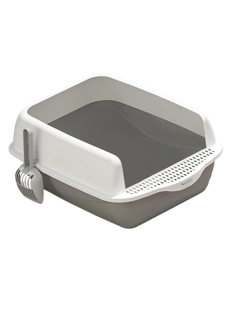 Open Top Kitty Litter Pan Tall Supplies Detachable Large Semi Enclosed Stain Resistant Heighten Cat Toilet - Image 1