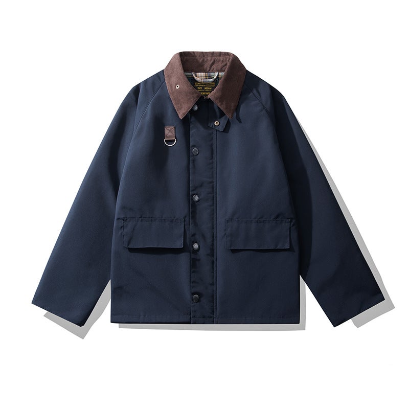 OKONKWO Waterproof Hunting Oil Wax Jacket Windbreaker SPEY Fishing Short Jacket Flying Life 2 Same 3611 sapphire blue without wax 