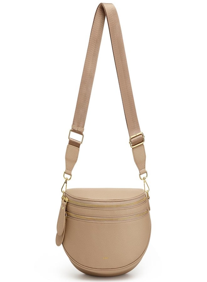 Kattee Crossbody Bag Bum Bags for Women, Leather Fanny Packs Belt Bag, Spacious Sling Purses for Women with RFID Blocking, Tan - Image 1