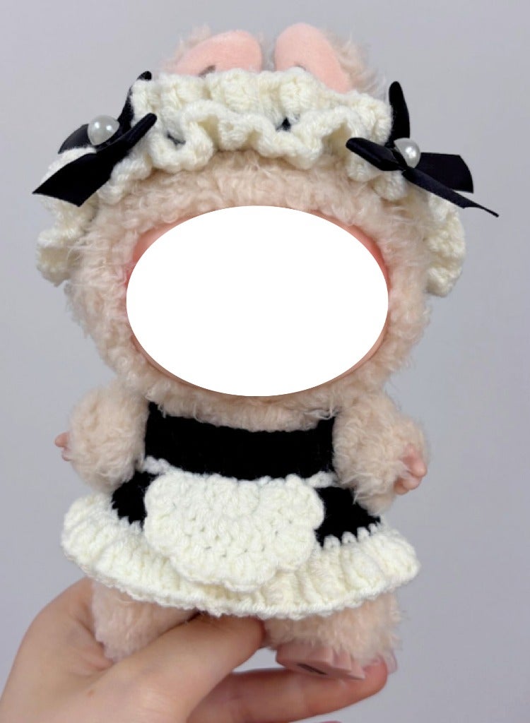 Labubu Doll Clothes,Labubu Clothes,Handmade Crochet Doll Clothes, for 15-17cm Doll, maid cosplay theme,Elegant Clothes for Labubu Dolls  - Image 1