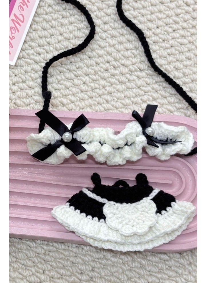 Labubu Doll Clothes,Labubu Clothes,Handmade Crochet Doll Clothes, for 15-17cm Doll, maid cosplay theme,Elegant Clothes for Labubu Dolls  - Image 2