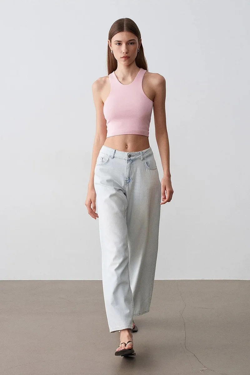 Dilvin Light Blue Denim DILVIN Low-Waist Wide-Leg Cotton Denim Jeans for Women | Best Price UAE