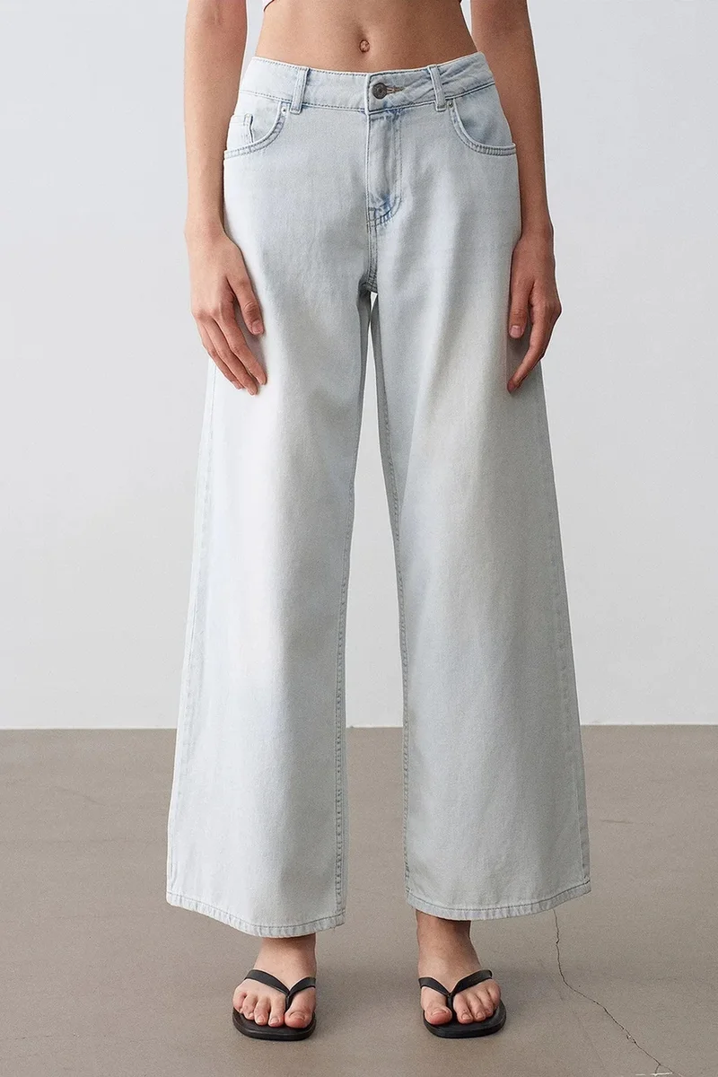 Dilvin Light Blue Denim DILVIN Low-Waist Wide-Leg Cotton Denim Jeans for Women | Best Price UAE