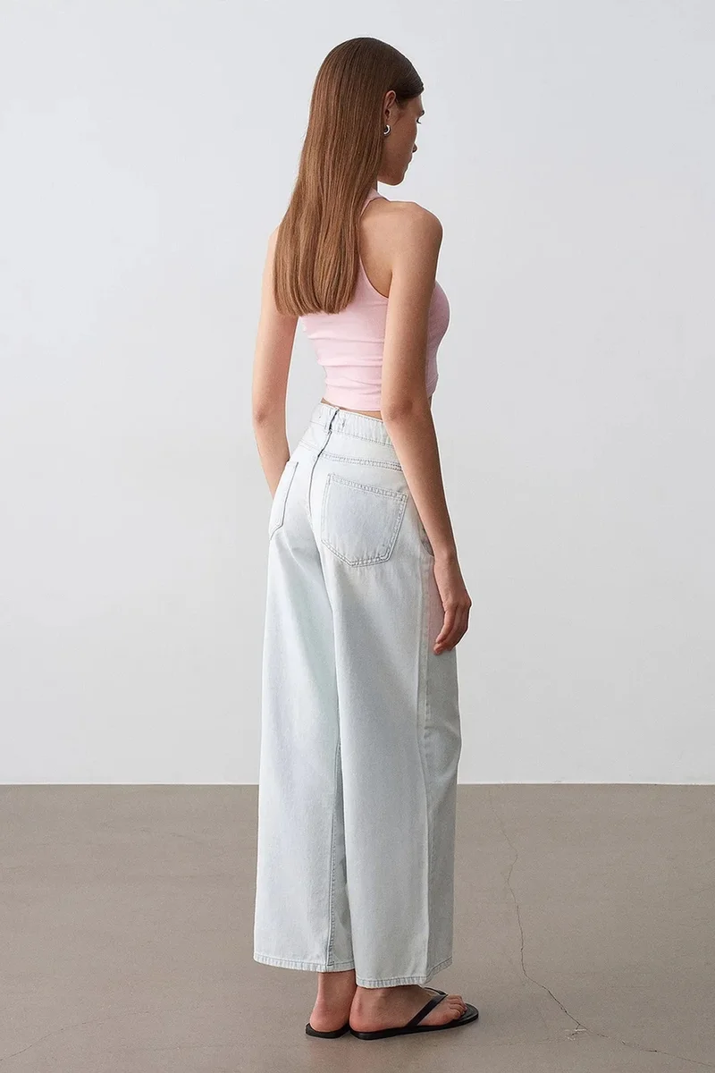 Dilvin Light Blue Denim DILVIN Low-Waist Wide-Leg Cotton Denim Jeans for Women | Best Price UAE
