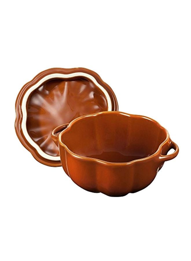 STAUB Ceramic 0.75-qt Petite Pumpkin, Oven & Stove Safe up to 572°F, Pumpkin Dish, Baking Candy Burnt Orange - Image 2
