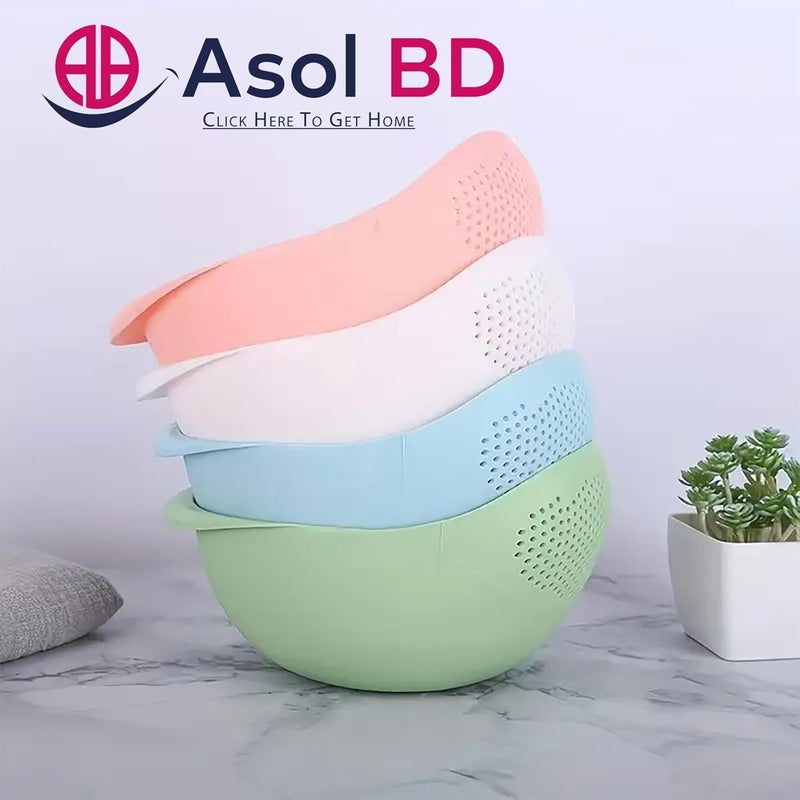 AsolBD 1pc Rice Washer Strainer Colanders for Cleaning Vegetable Fruit Pasta bowl Organizer Colander Multifunctional Kitchen Washing Basket Basin, Kitchen Supplies, Dishwasher Safe (Green) - Image 2