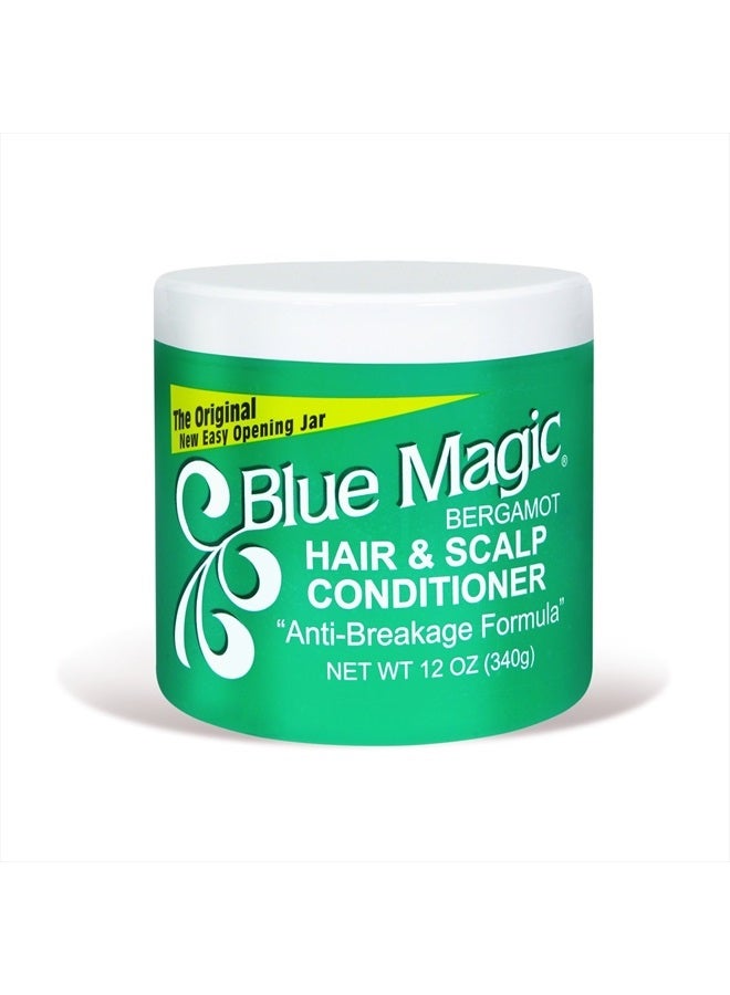 BLUE MAGIC Bergamot Hair & Scalp 12 Ounce Jar (354ml) (6 Pack)