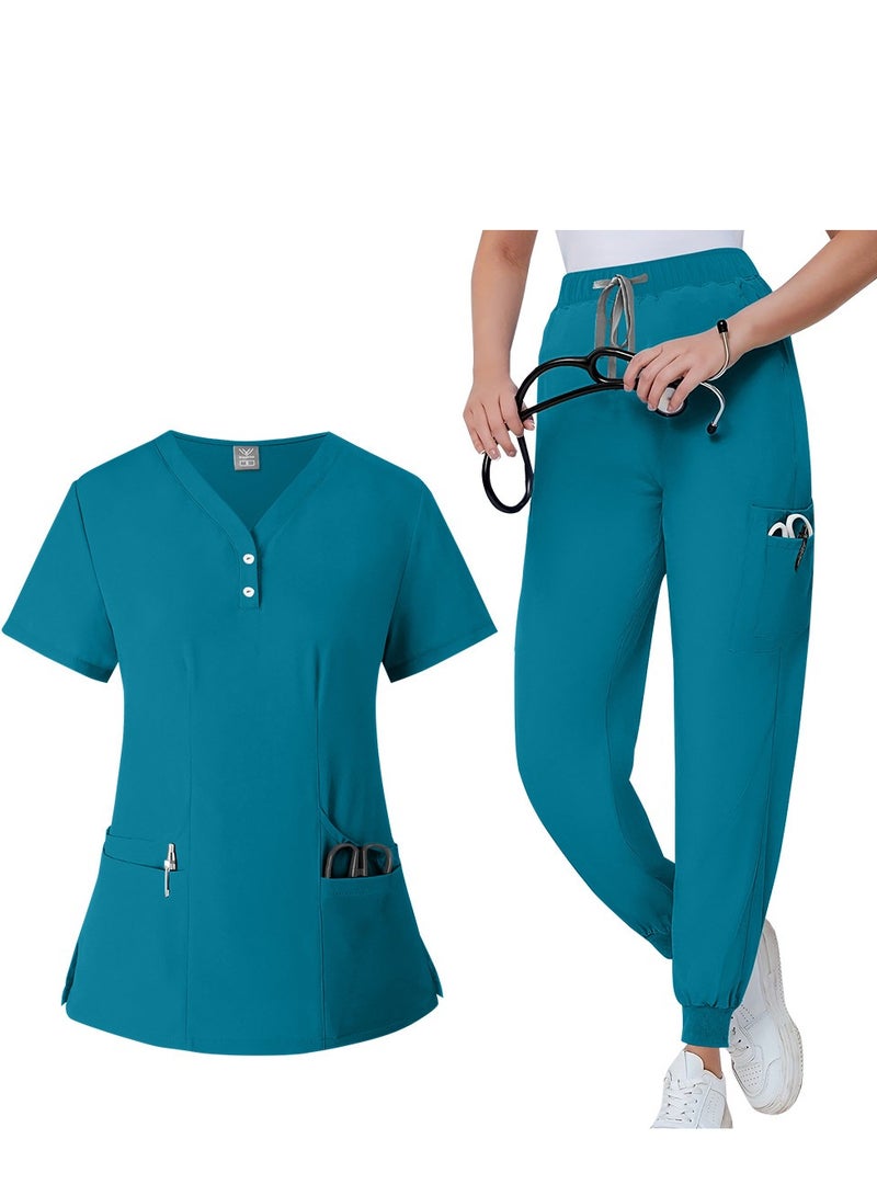 Summer thin elastic quick dry cleaning hand clothes, doctor's surgical clothes, brush hand clothes, nurse's clothes, work clothes, women's suits ﻿ - Image 1