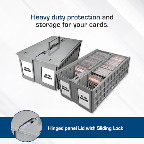 BCW 2Row Graded Card Storage Box Gray Stackable PSA Slab Case with Lid Handle Compatible with PSA BGS SGC CSG HGA Includes Card Bin Partitions - Image 5