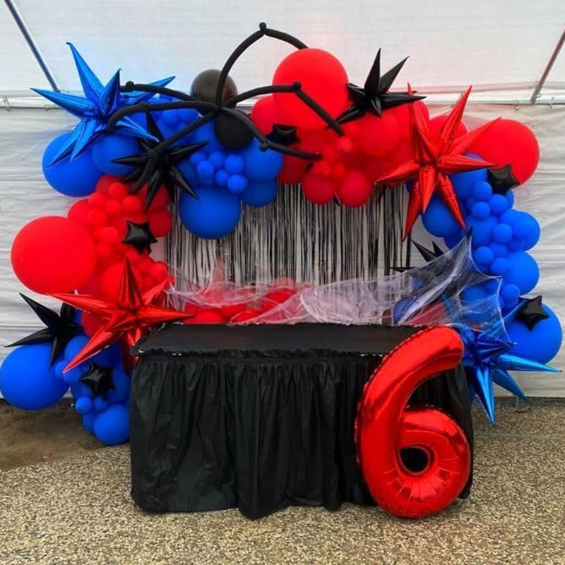 Togvu Red Blue Black Balloon, 12 Inch Spider Party Decorations, Matte Red Black and Royal Blue Latex Balloon with Confetti Balloons for Kids Boys Spider Hero Theme Birthday Baby Shower Halloween Party - Image 5