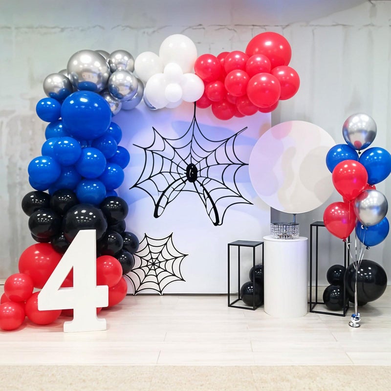 Togvu Red Blue Black Balloon, 12 Inch Spider Party Decorations, Matte Red Black and Royal Blue Latex Balloon with Confetti Balloons for Kids Boys Spider Hero Theme Birthday Baby Shower Halloween Party - Image 4