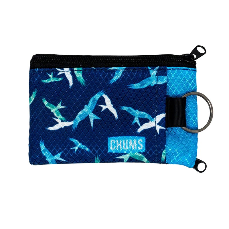 Chums Surfshorts Wallet - Lightweight Slim Wallet with RFID Blocking Card & Clear ID Window - Zippered, Water Resistant w/Key Ring (Birds) - Image 1
