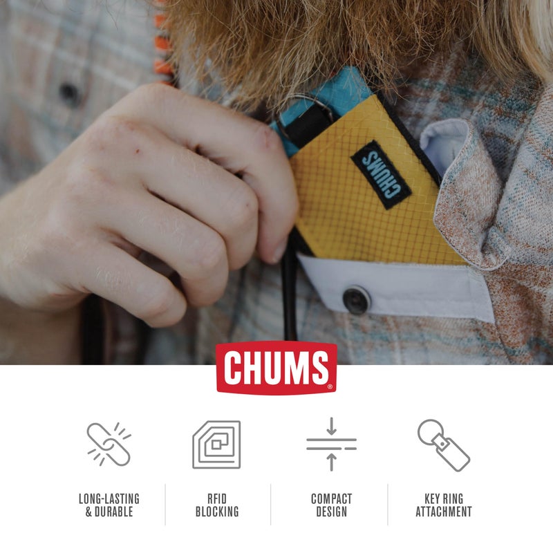 Chums Surfshorts Wallet - Lightweight Slim Wallet with RFID Blocking Card & Clear ID Window - Zippered, Water Resistant w/Key Ring (Birds) - Image 4