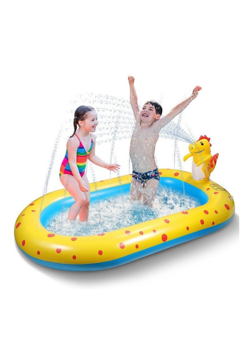 Inflatable Sprinkler Pool for Kids, 170cm Cute Dinosaur Sprinkler Kids Pool, Backyard Splash Pad Sprinkler Swimming Pool Outdoor Water Toys