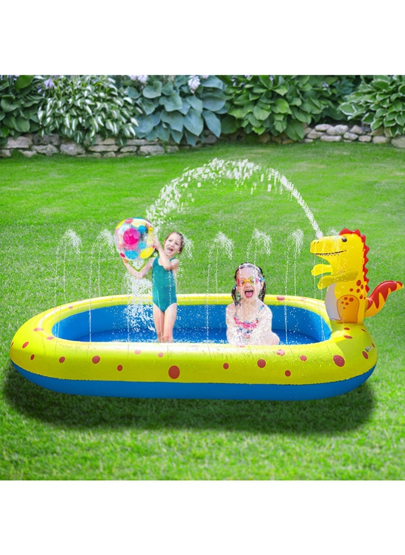 Inflatable Sprinkler Pool for Kids, 170cm Cute Dinosaur Sprinkler Kids Pool, Backyard Splash Pad Sprinkler Swimming Pool Outdoor Water Toys