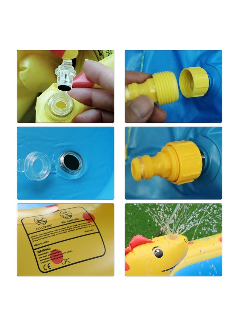 Inflatable Sprinkler Pool for Kids, 170cm Cute Dinosaur Sprinkler Kids Pool, Backyard Splash Pad Sprinkler Swimming Pool Outdoor Water Toys