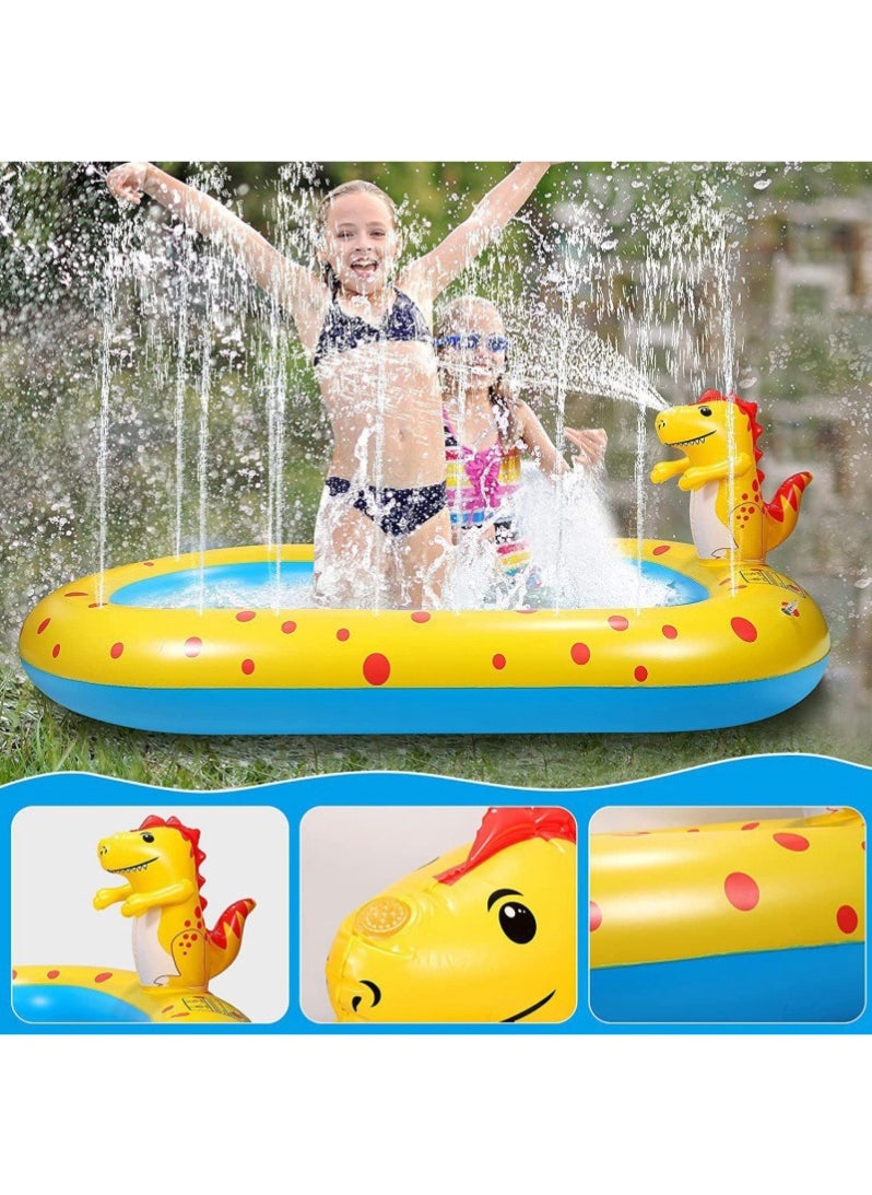 Inflatable Sprinkler Pool for Kids, 170cm Cute Dinosaur Sprinkler Kids Pool, Backyard Splash Pad Sprinkler Swimming Pool Outdoor Water Toys