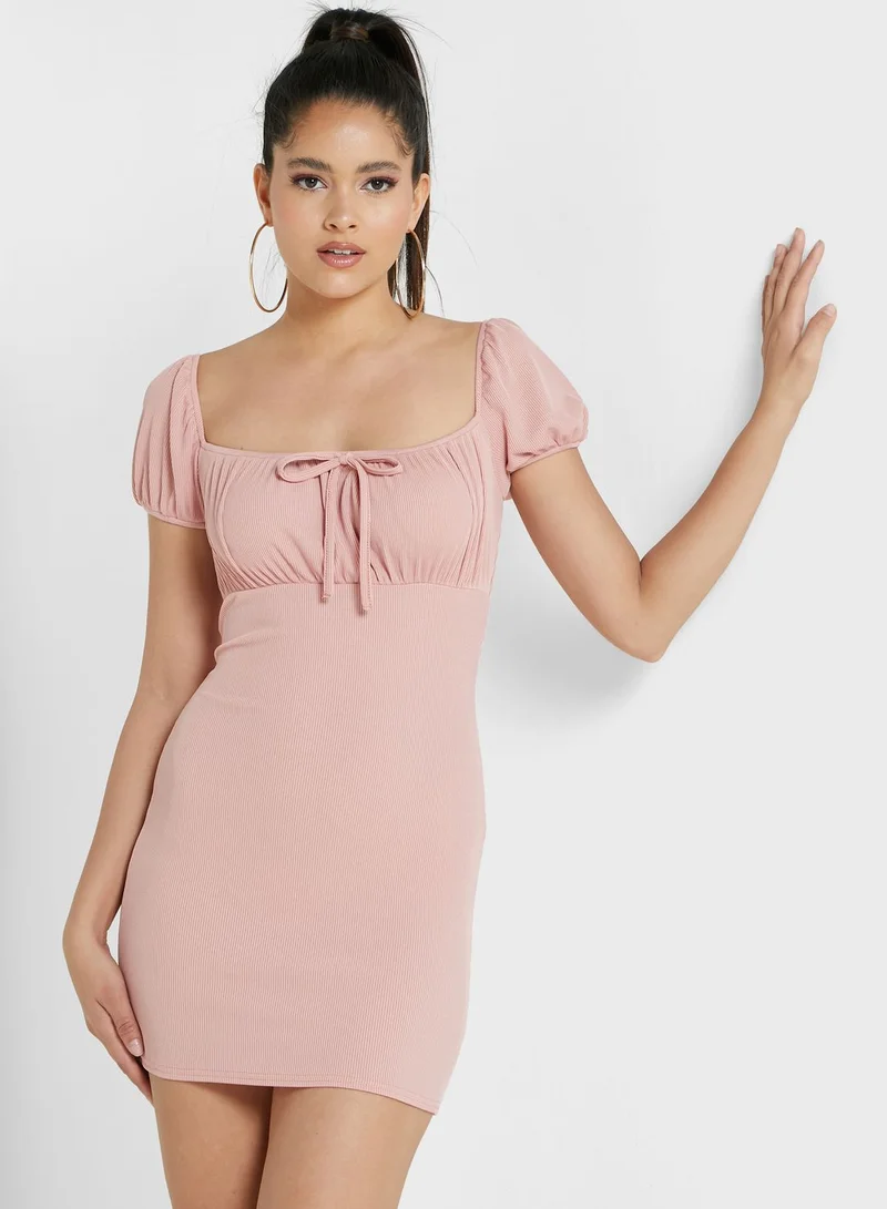 I Saw It First Petite Tie Detail Bodycon Ribbed Dress for Women | Best  Price Kuwait