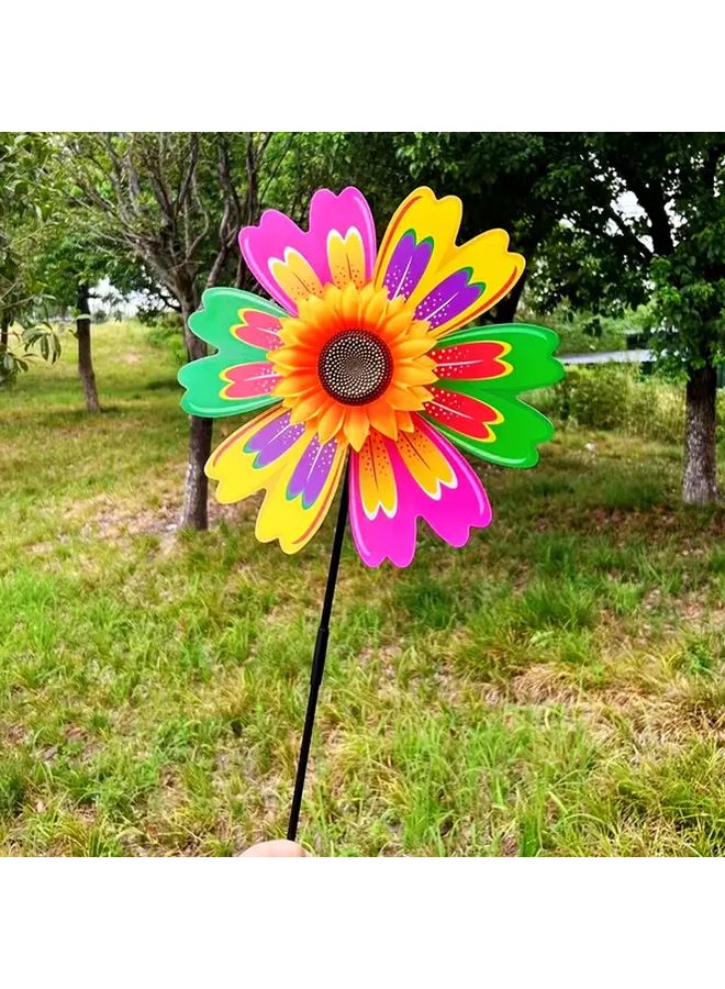 Large Colorful Round Dot Sunflower Windmill for Garden Yard Party Decor - Image 4