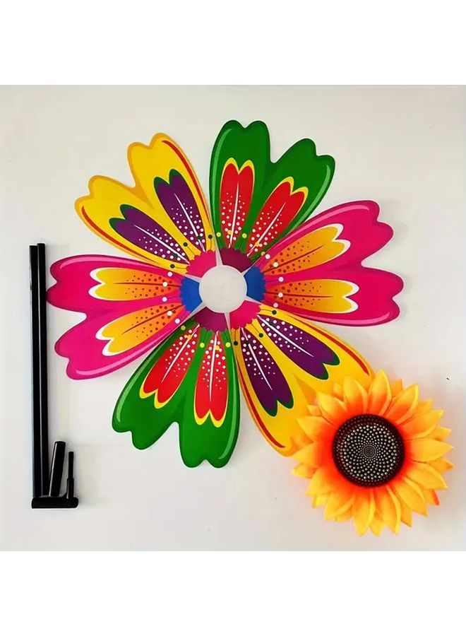 Large Colorful Round Dot Sunflower Windmill for Garden Yard Party Decor - Image 5