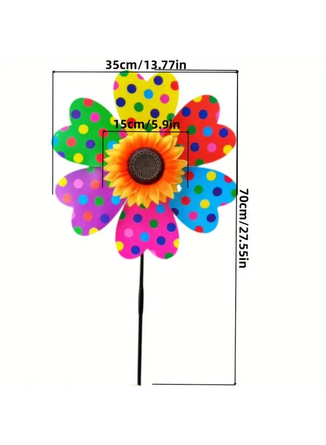 Large Colorful Round Dot Sunflower Windmill for Garden Yard Party Decor - Image 2
