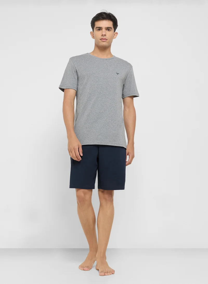امبوريو ارماني Logo T-Shirt And Shorts Set