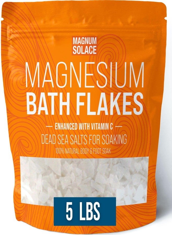 Magnum Solace Magnesium Flakes for Bath - Magnesium Chloride Flakes - Dead Sea Salts for Soaking - Enhanced with Vitamin C Crystals, 5.0 LBS - Image 1