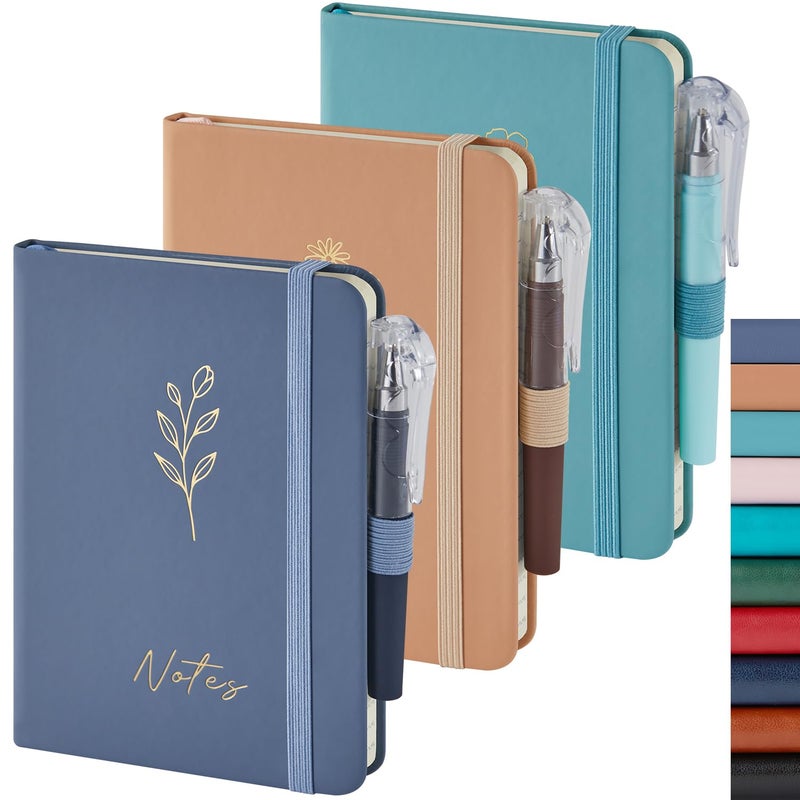 NIRMIRO (3 Pack) Small Pocket Journaling Notebooks for Women/Men, 3.7" x 5.7" A6 Mini Diary Journal with Pen, 400 Pages 100GSM Paper, Cute Notebook Journal for Writing, Travel, Business, Work & School - Image 1