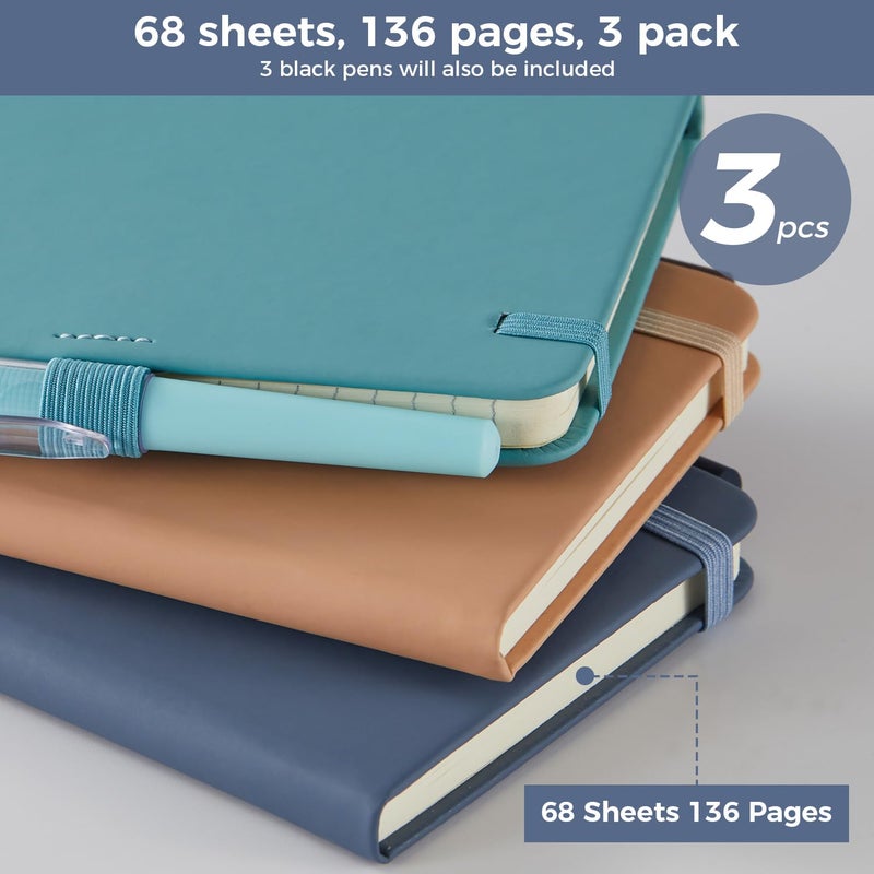 NIRMIRO (3 Pack) Small Pocket Journaling Notebooks for Women/Men, 3.7" x 5.7" A6 Mini Diary Journal with Pen, 400 Pages 100GSM Paper, Cute Notebook Journal for Writing, Travel, Business, Work & School - Image 4