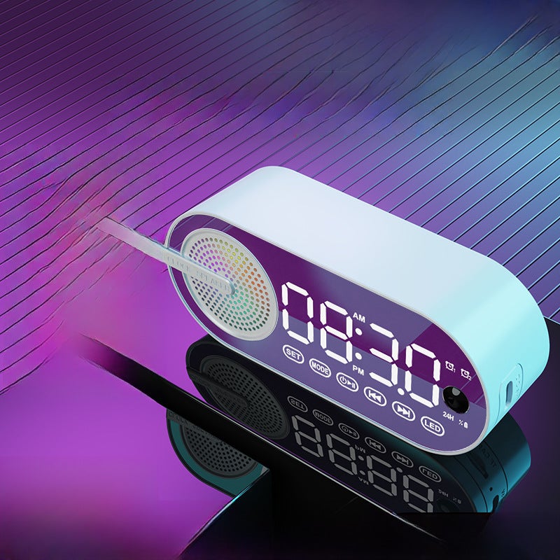 Bluetooth Speaker AI Alarm Clock Radio [Yinchuan White-induction version] clock + alarm clock + Bluetooth + TF card slot + night light + ultra-long standby 