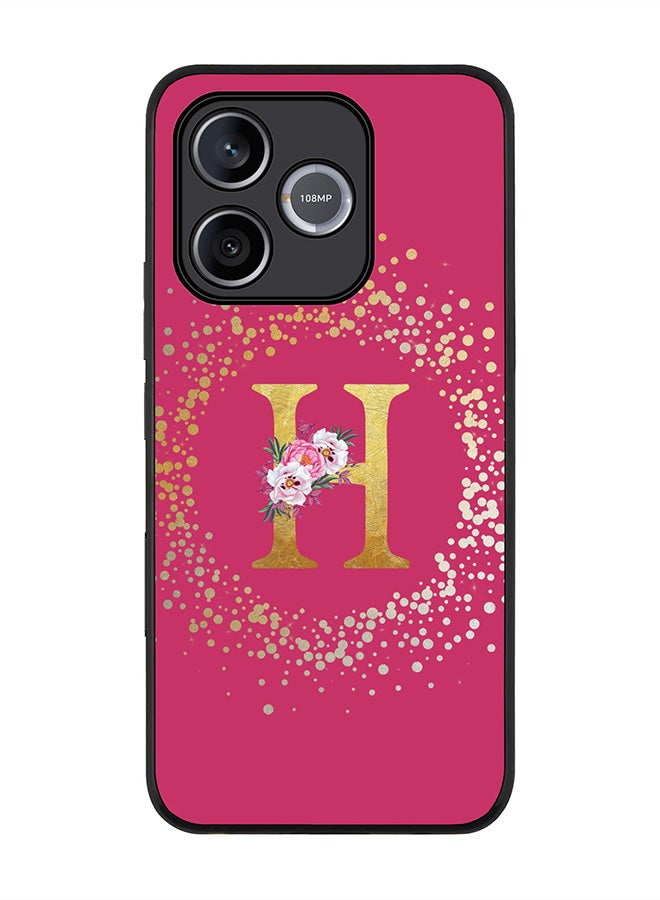 Stylizedd For Honor 600 Lite / 500 Smart / Honor X80i Case,Slim fit Camera Protection, Shockproof Thin Phone cover  - Custom Monogram Floral - H ( Deep Pink ) - Image 1