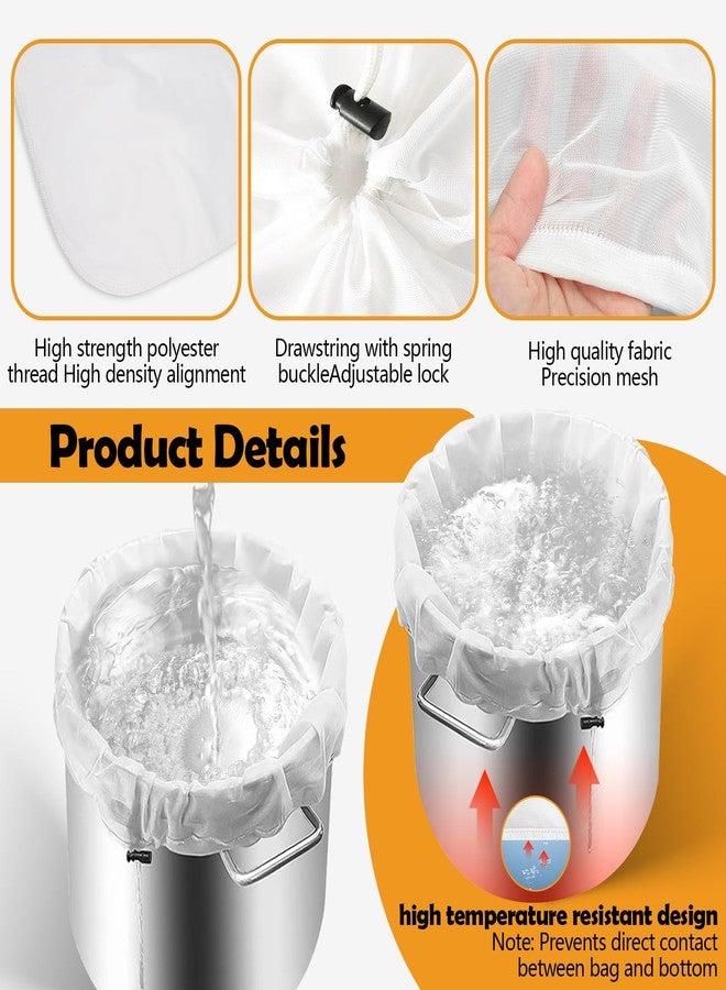 ريلاند عبوة من قطعتين من أكياس التخمير الكبيرة جدًا من ريلاند، مقاس 32 × 24.8 بوصة، قابلة لإعادة الاستخدام، مزودة بمصفاة شبكية دقيقة، وحقيبة ترشيح برباط، مثالية لتخمير البيرة، وعصير التفاح، والميد، ومستلزمات صناعة النبيذ. - Image 3