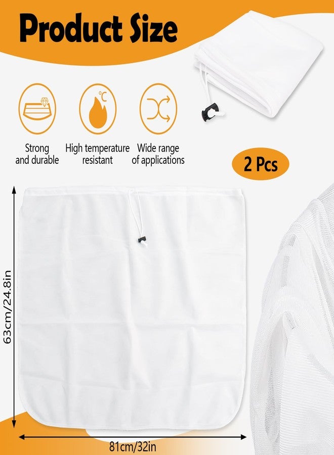 ريلاند عبوة من قطعتين من أكياس التخمير الكبيرة جدًا من ريلاند، مقاس 32 × 24.8 بوصة، قابلة لإعادة الاستخدام، مزودة بمصفاة شبكية دقيقة، وحقيبة ترشيح برباط، مثالية لتخمير البيرة، وعصير التفاح، والميد، ومستلزمات صناعة النبيذ. - Image 2