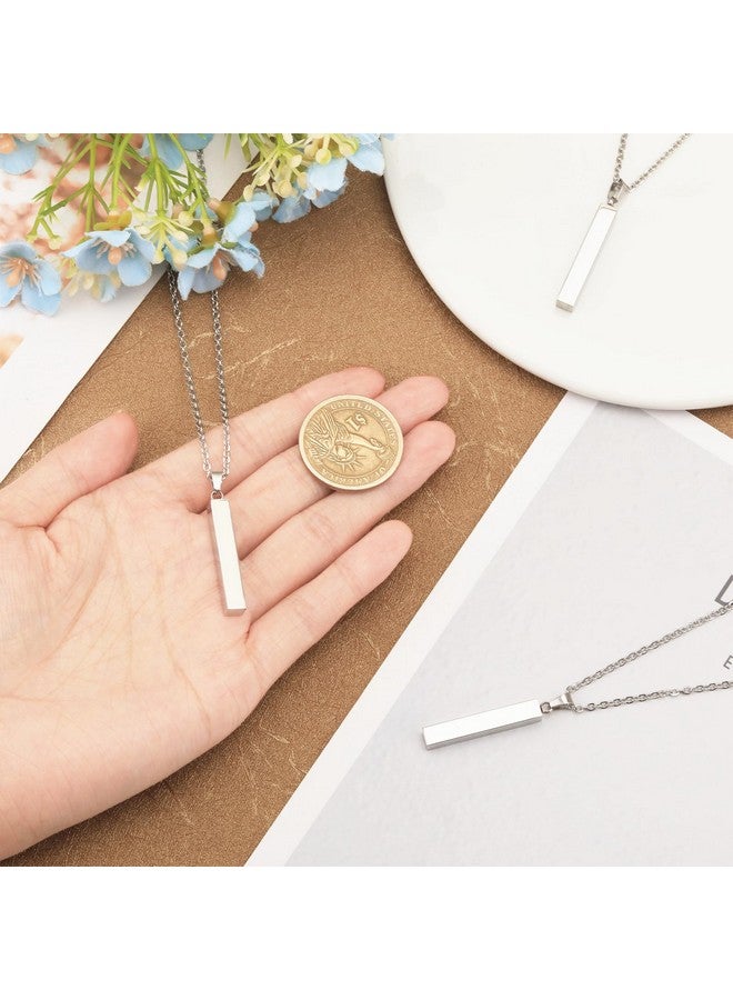 CHGCRAFT 10Pcs Stainless Steel Rectangle Pendant Necklace Engravable Stainless Steel Rectangular Pendant Stamping Blank Bar Pendant for Birthday and Christmas Gifts - Image 3