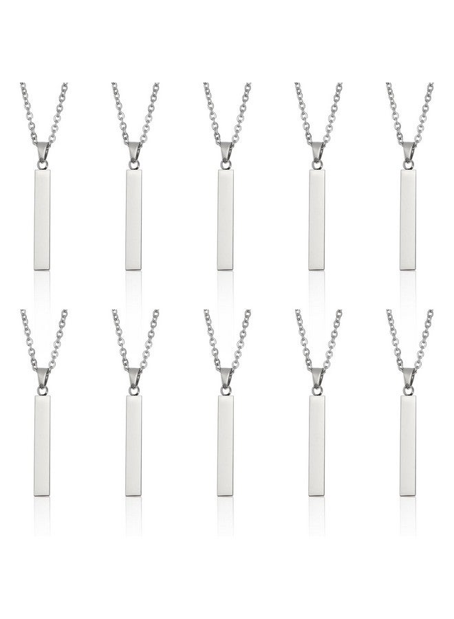 CHGCRAFT 10Pcs Stainless Steel Rectangle Pendant Necklace Engravable Stainless Steel Rectangular Pendant Stamping Blank Bar Pendant for Birthday and Christmas Gifts - Image 1