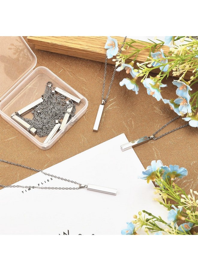 CHGCRAFT 10Pcs Stainless Steel Rectangle Pendant Necklace Engravable Stainless Steel Rectangular Pendant Stamping Blank Bar Pendant for Birthday and Christmas Gifts - Image 4