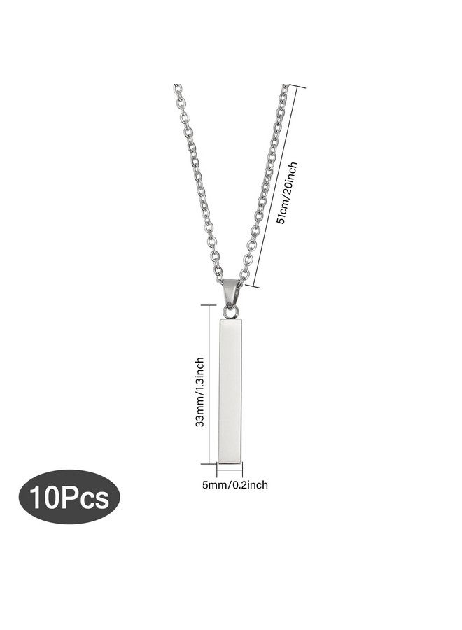 CHGCRAFT 10Pcs Stainless Steel Rectangle Pendant Necklace Engravable Stainless Steel Rectangular Pendant Stamping Blank Bar Pendant for Birthday and Christmas Gifts - Image 2