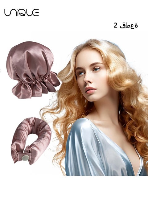 2Pcs New Satin Heatless Hair Curler, Hair Rollers for Heatless Curls with Hair Caps, Soft Curling Rod Headband for Long Hair,DIY Hairstyling Tools for Women (Pink)