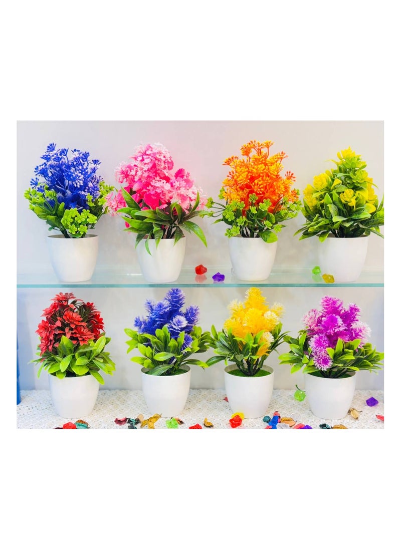 Generic Deer Rose Artificial Artificial Plants with Vases for Bedroom Living Room Decoration 8 Piece - COLORS 