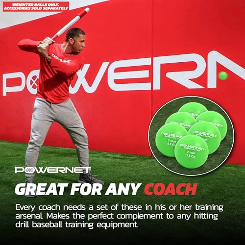 PowerNet Micro 2" Weighted Training Balls 6 Pack, Undersized Weighted Baseballs Golf Ball Size, Baseball Training Equipment to Enhance Hand-Eye Coordination & Improve Form (5.5 oz, Green) - Image 4