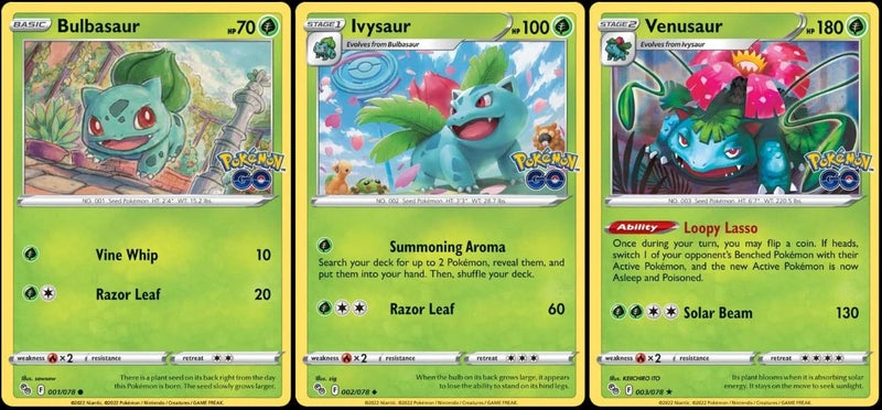Pokemon Venusaur 003/078 - Pokemon Go - Foil - Evolution Card Lot - Ivysaur Bulbasaur