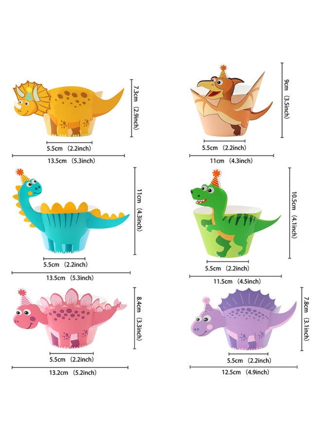 St Copyright Product Creative Cartoon Dinosaur Animal Cake Card Insertion Dinosaur Theme Paper Cup Cake Edge Decoration - Image 1